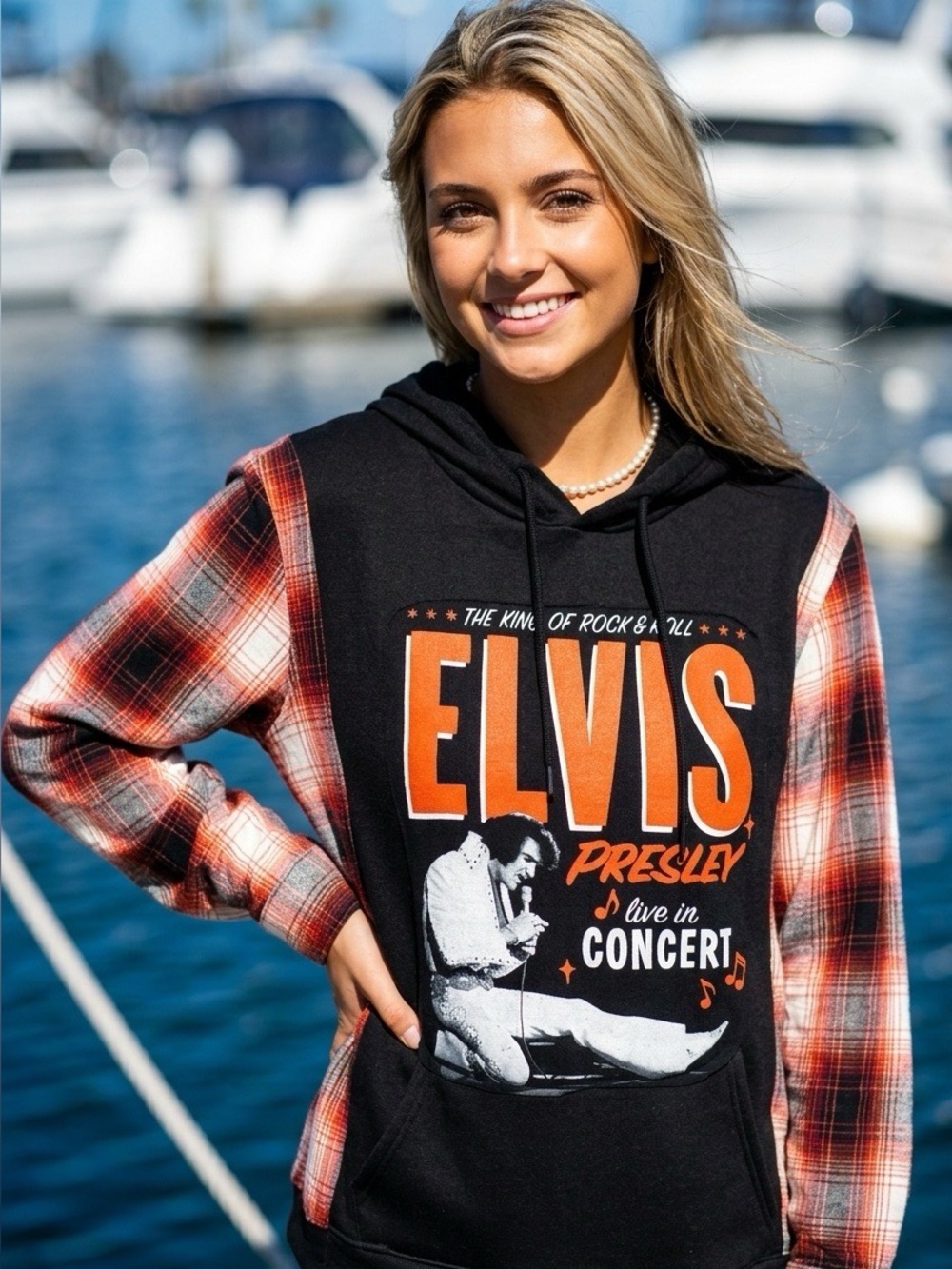 ELVIS PRESLEY - UPCYCLED HOODIE SWEATSHIRT